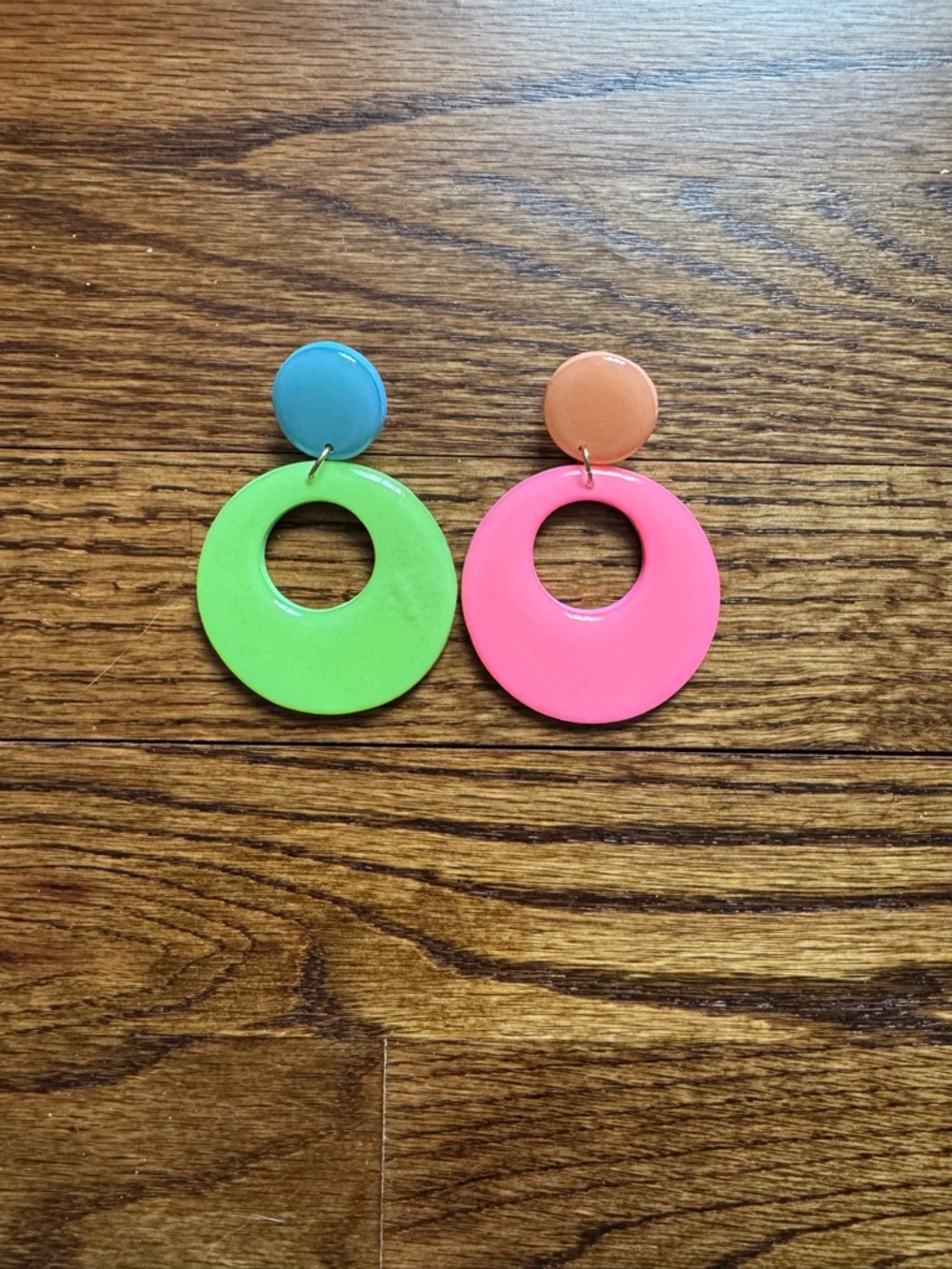 Blush Daisy colorblock mix and match blue/green pink/orange mod hoop earrings